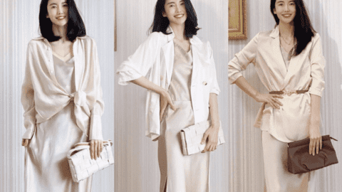 Chiêu mix đồ hack eo thon bụng phẳng với váy lụa