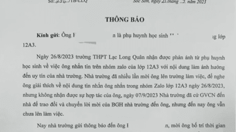 Bố phản ánh về thu chi, con bị nhà trường "từ chối giáo dục", "phải nghỉ học"