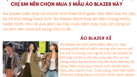 Mặc đẹp: Muốn trẻ trung nhưng vẫn thanh lịch, chị em nên chọn mua 5 mẫu áo blazer này