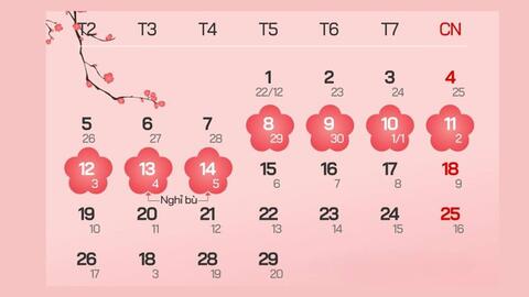 Lịch nghỉ Tết Nguyên đán Giáp Thìn 2024 của học sinh, người lao động Thủ đô