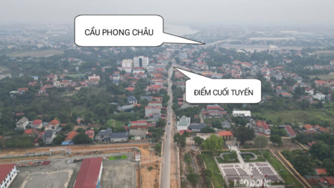 Rầm rộ thi công đường liên vùng kéo dài tới gần cầu Phong Châu