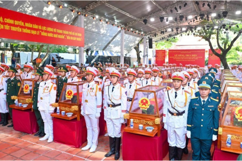 Long trọng Lễ viếng, truy điệu và an táng hài cốt các liệt sĩ quy tập tại khu vực Công viên Lê Thị Riêng