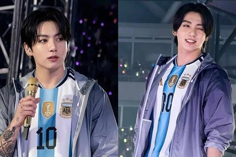 Jungkook (BTS) gây sốt ở Nam Mỹ khi mặc áo đấu của Lionel Messi
