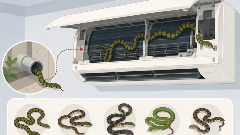 Vì sao rắn thường xuất hiện trong điều hòa vào mùa nắng nóng?