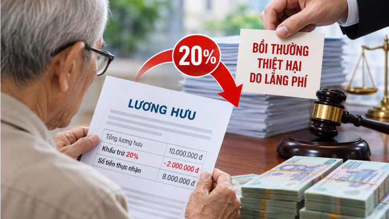 Có thể bị khấu trừ 20% lương hưu nếu trốn tránh bồi thường thiệt hại do lãng phí