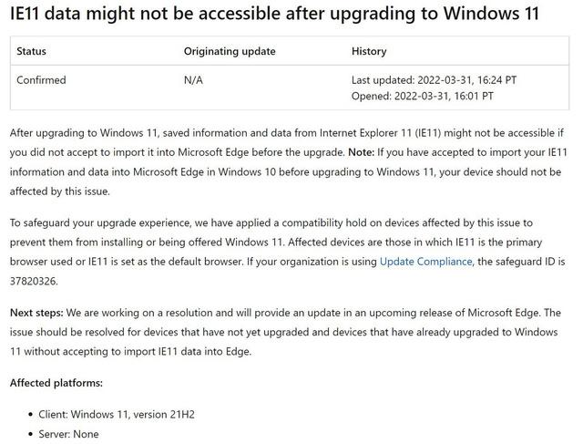 Microsoft cảnh báo lỗi trên Internet Explorer sau khi cập nhật Windows 11 - Ảnh 2.
