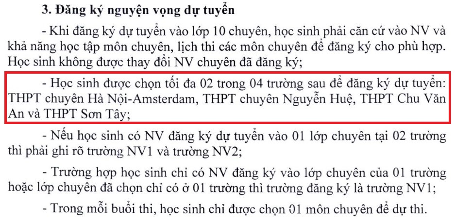 Học sinh Hà Nội được đăng ký xét bao nhiêu trường chuyên vào lớp 10? - Ảnh 2.