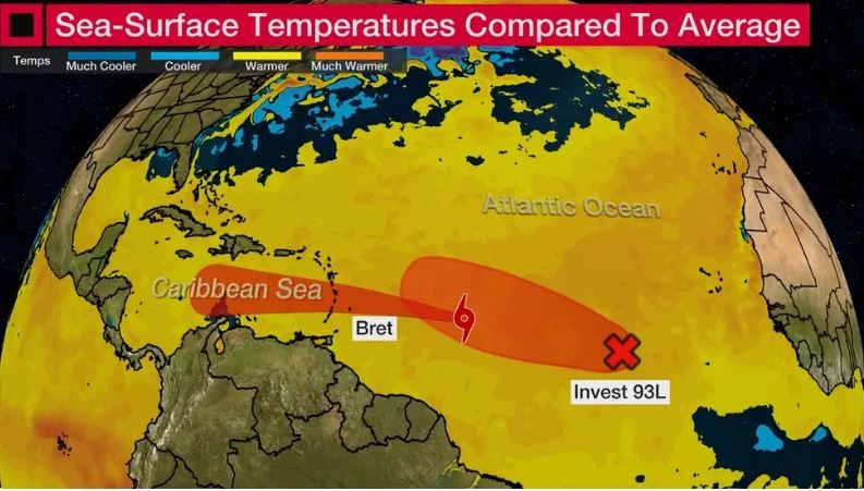 Bão Bret tiến sát Biển Caribe, vùng áp thấp mới hình thành ở Đại Tây Dương