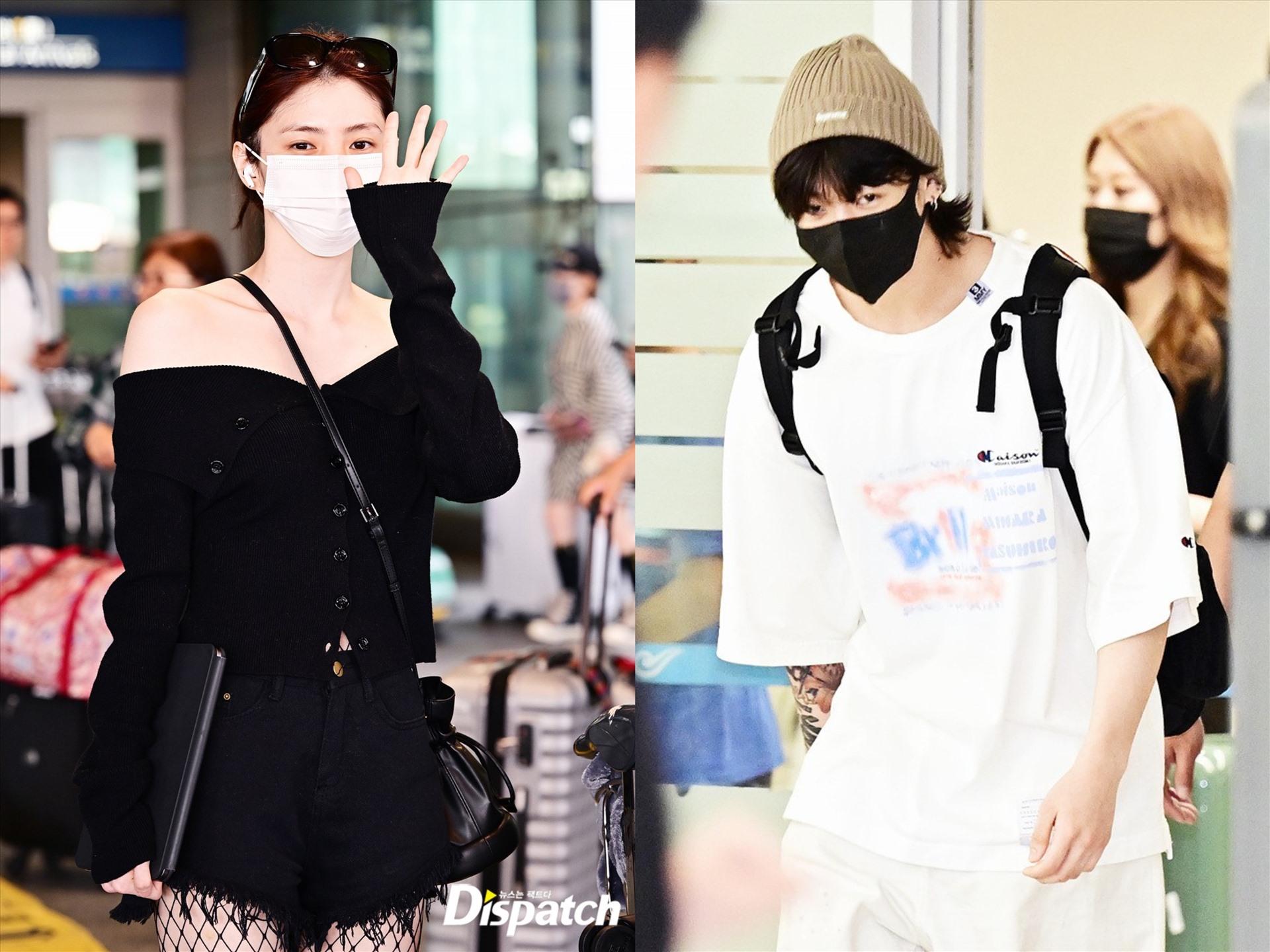 Han So Hee và Jungkook BTS cùng trở về Hàn Quốc hôm 22.6 sau lịch trình tại Mỹ. Ảnh: Dispatch