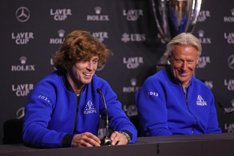 Andrey Rublev và các đồng đội không muốn rời Laver Cup 2023 với đôi tay trắng. Ảnh: Laver Cup