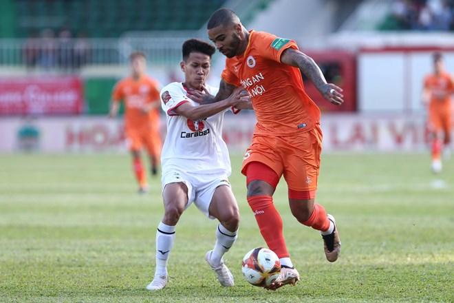 Hoàng Anh Gia Lai từng hoà Công an Hà Nội 1-1 tại sân nhà ở V.League 2023. Ảnh: An An