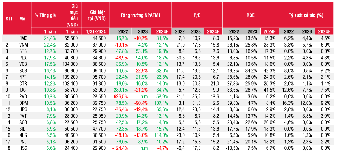 Top cổ phiếu khuyến nghị của SSI Research. 