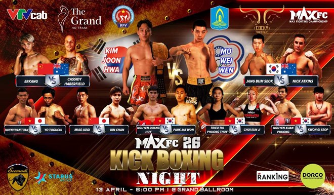 4 võ sĩ vô địch SEA Games của Việt Nam dự sự kiện kickboxing MAXFC 26