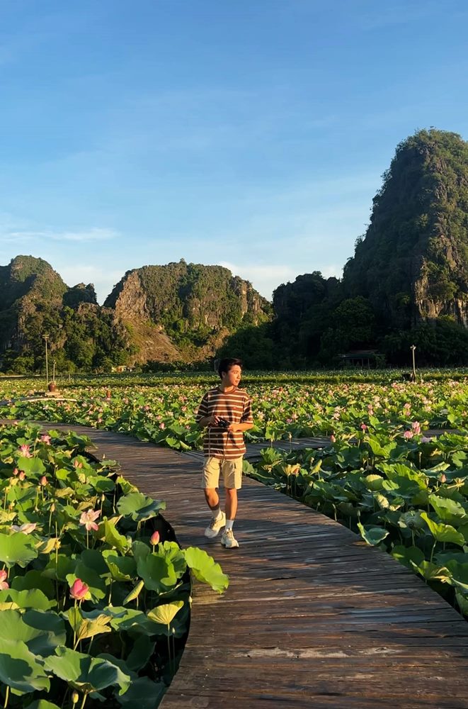 “Sen nở nơi đây là tuyệt cảnh mỗi năm chỉ có một lần, nhưng không như những đồng sen khác ở miền Bắc là nở rộ 1 - 2 tháng rồi lụi tàn, mùa sen Hang Múa kéo dài cho đến tận đầu thu vô cùng hiếm có“, Giang chia sẻ.