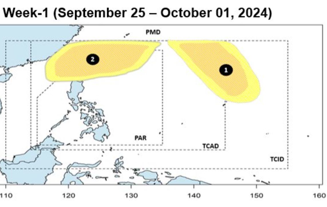 Dự báo áp thấp tuần từ 25.9 đến 1.10.2024. Ảnh: PAGASA