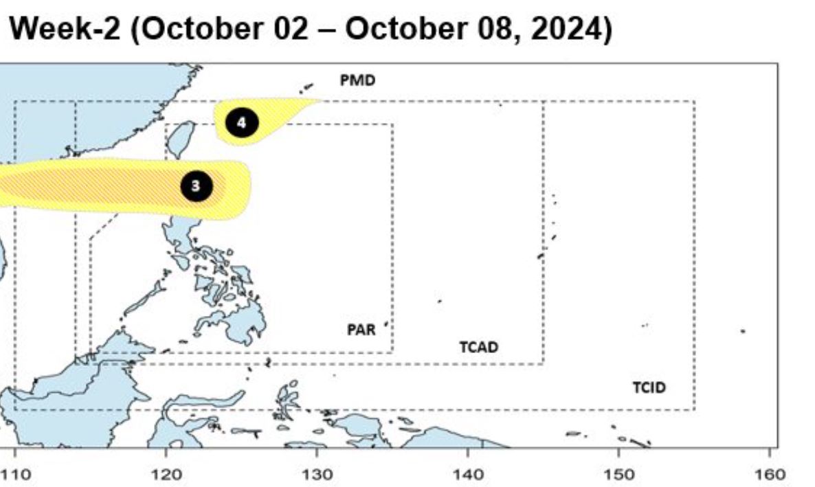 Dự báo áp thấp tuần từ 25.9 đến 1.10.2024. Ảnh: PAGASA