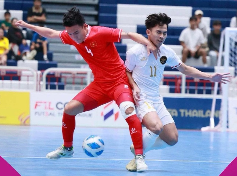 Tuyển futsal Việt Nam thua Indonesia 0-2 tại chung kết giải vô địch Đông Nam Á. Ảnh: FAT