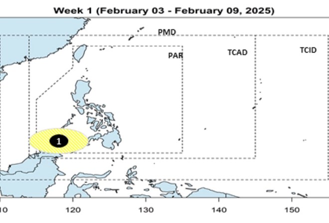 Dự báo áp thấp liên tiếp xuất hiện ở Biển Đông trong nửa đầu tháng 2. Ảnh: PAGASA