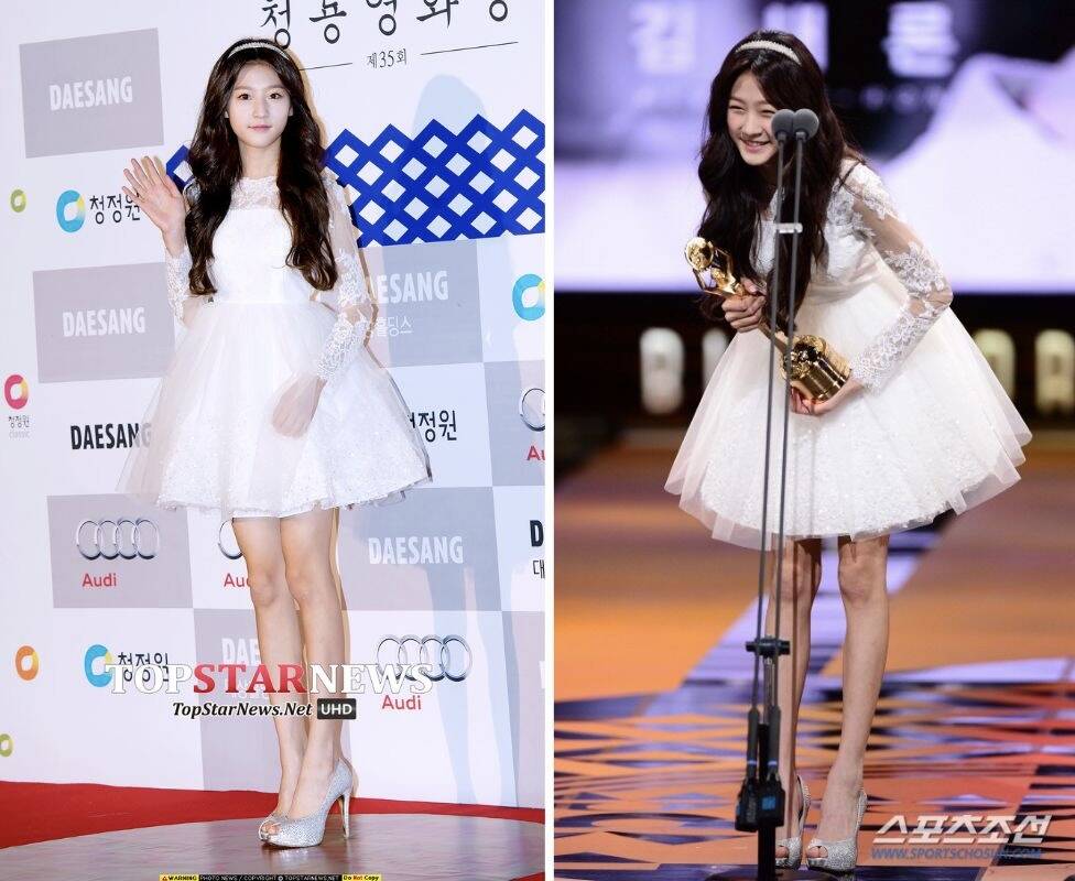 Kim Sae Ron đoạt giải Nữ diễn viên mới xuất sắc nhất của Giải thưởng Điện ảnh Rồng Xanh 2014, với vai diễn trong phim “A Girl at My Door“. Ảnh: Naver