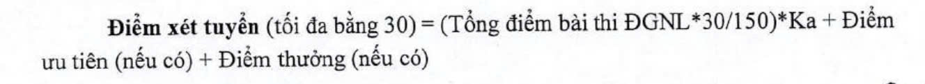 Công thức tính điểm thi đánh giá năng lực