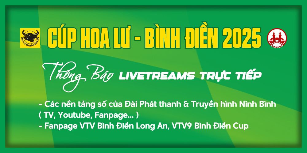 Các kênh phát sóng VTV Bình Điền Long An thi đấu ở Cúp Hoa Lư - Bình Điền 2025. Ảnh: VTV BĐLA