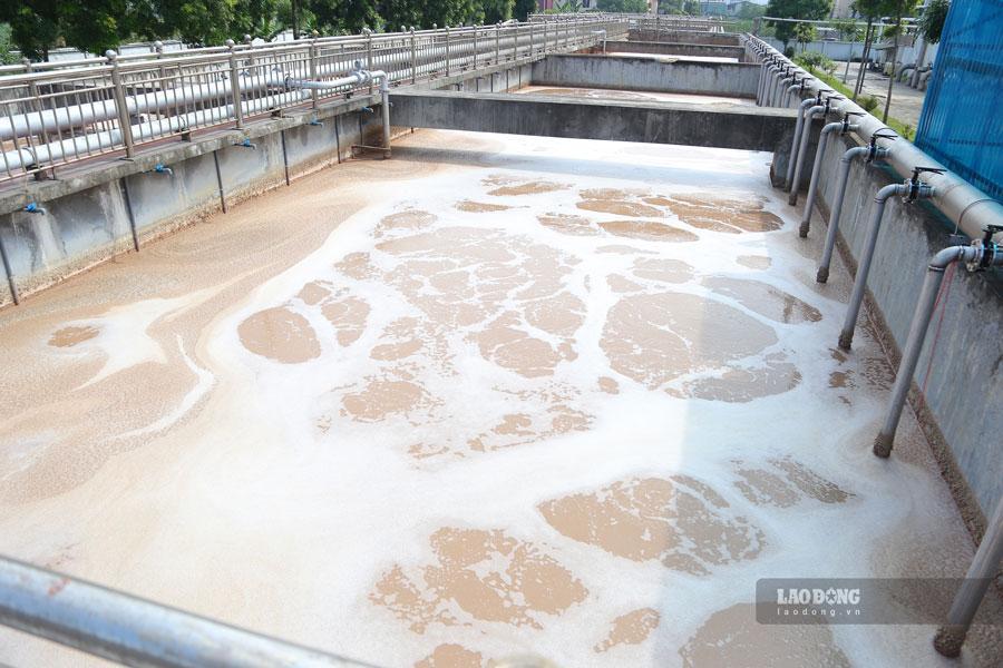 Bể chứa nước thải đầu vào tại nhà máy nước thải Phong Khê. Ảnh chụp tháng 10.2023. Ảnh: Vân Trường