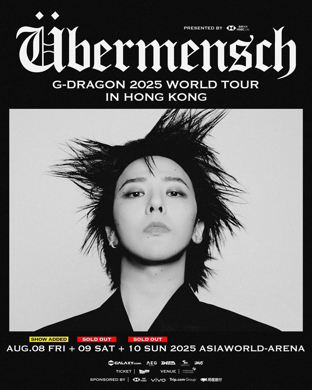 G-Dragon mở thêm 1 đêm concert tại Hong Kong (Trung Quốc) vào tháng 8. Ảnh: Galaxy Corporation