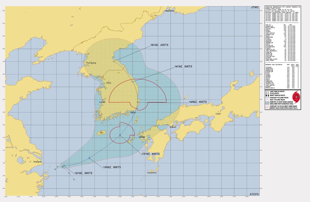 Dự báo đường đi của bão Nari. Ảnh: Trung tâm Cảnh báo bão Liên hợp Mỹ (JTWC)