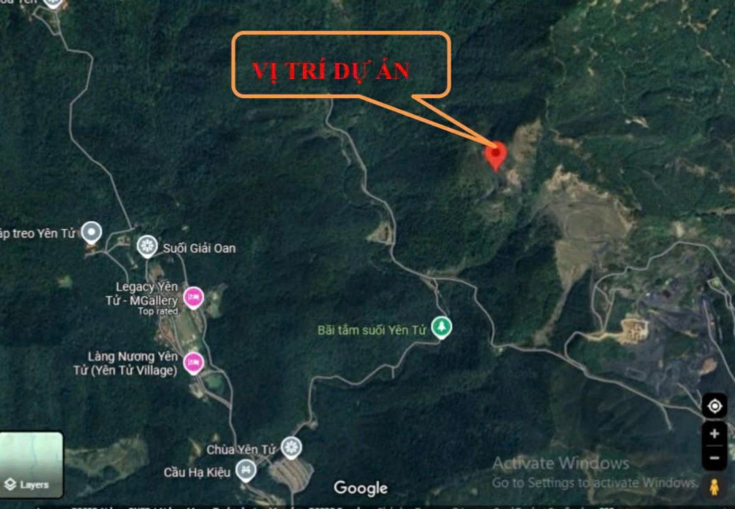 Vị trí thực hiện Dự án đầu tư xây dựng Bảo tượng Bồ tát Quan Thế Âm tại phường Yên Tử, tỉnh Quảng Ninh. Ảnh trong Báo cáo đánh giá tác động môi trường của dự án.