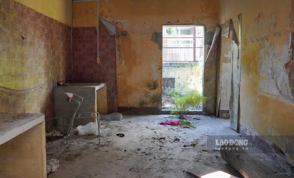 Phía sau biệt thự là khung cảnh hoang tàn của các dãy nhà phụ. Nơi này có nhiều rác thải, vỏ chai bia, cùng nhiều vật dụng bị hư hỏng, vứt bỏ.