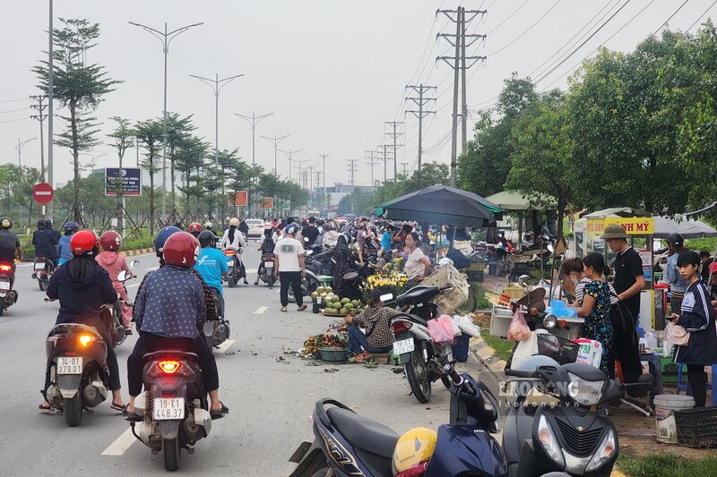 Chợ tự phát ven đường Hùng Vương từng tấp nập kẻ bán, người mua. Ảnh chụp từ cuối tháng 5.2025: Tô Công.