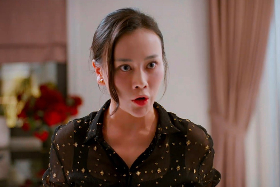 Phân cảnh dạy dỗ hội trưởng hội phụ huynh trong “Gió ngang khoảng trời xanh” giúp Phương Oanh nhận được nhiều lời khen. Ảnh: VFC.