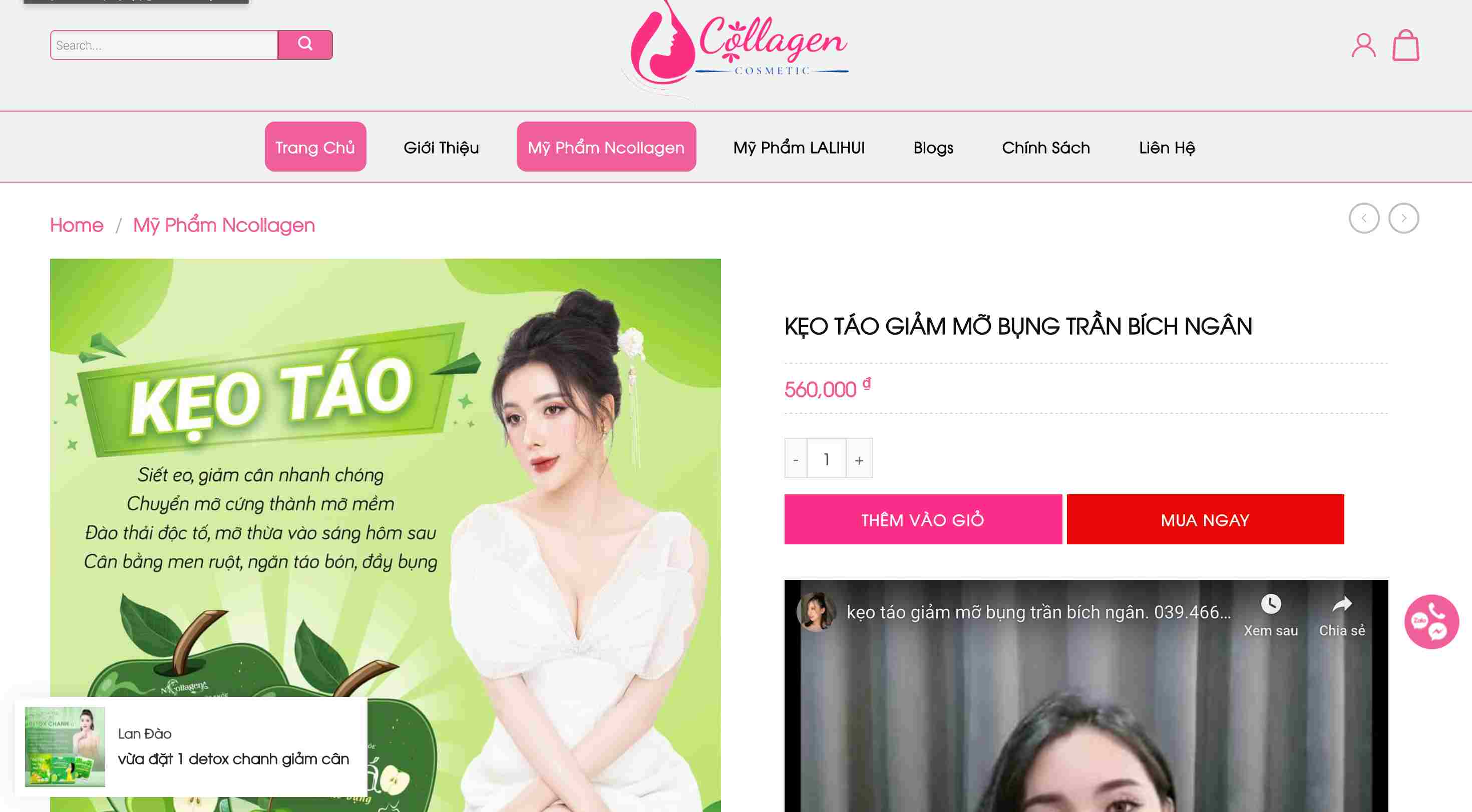 Sản phẩm giảm cân Ngân Collagen vẫn bán tràn lan trên mạng. Ảnh chụp màn hình ngày 6.11