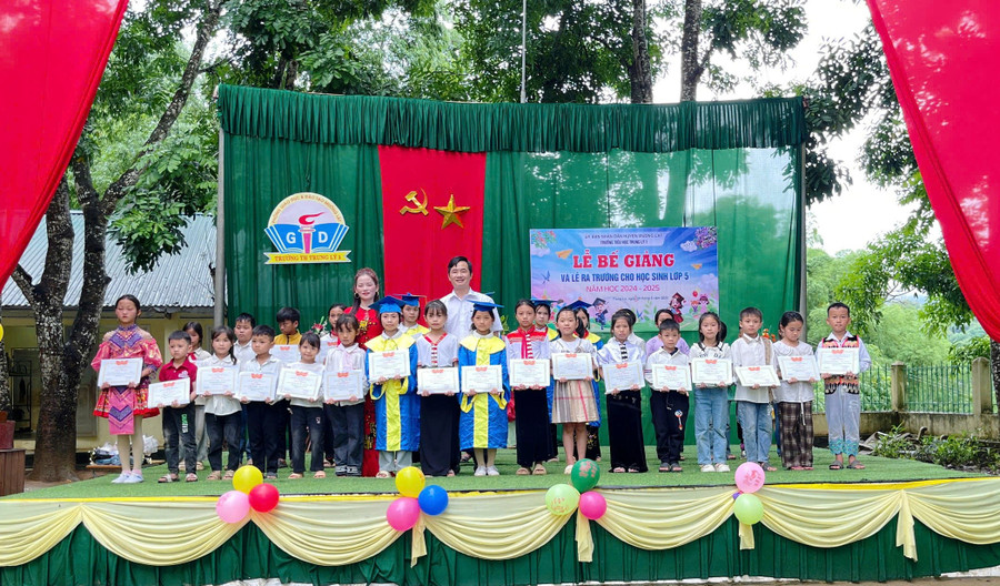 Trường Tiểu học Trung Lý 1 trao thưởng cho học sinh trong lễ bế giảng năm học 2024-2025. Ảnh: NTCC 437ffb0e5337df698626.jpg