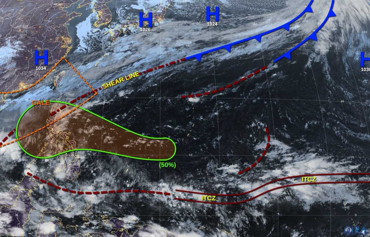 Dự báo áp thấp có thể mạnh lên thành bão gần Biển Đông. Ảnh: NOAA/CIRA