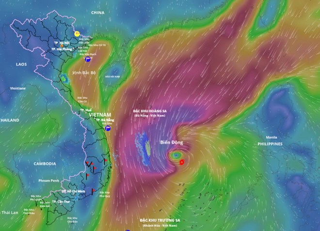 Bão số 15 Koto đang ở thời điểm mạnh nhất giật cấp 15, dự báo đường đi 24 giờ tới