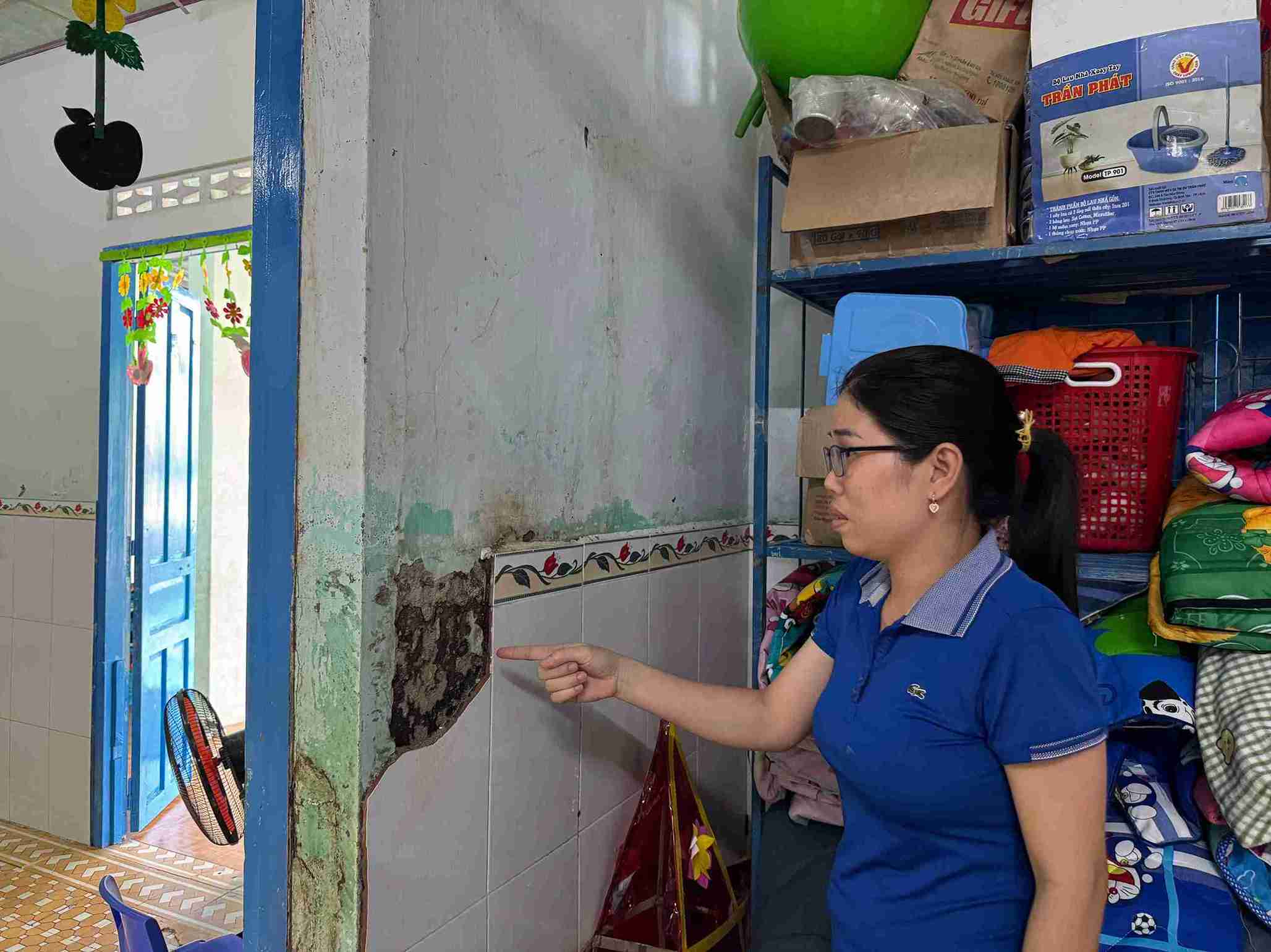 Cơ sở trường mầm non Diên An hư hỏng nghiêm trọng sau nhiều năm sử dụng. Ảnh: Hữu Long