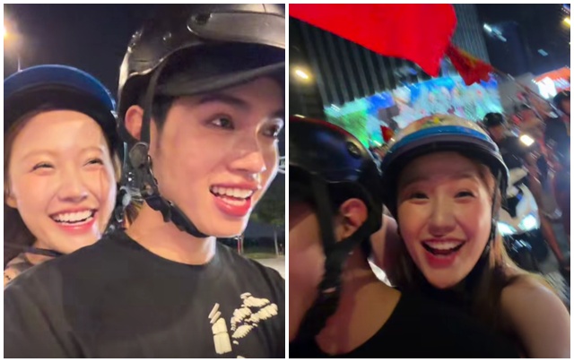 Uyển Ân, Pháp Kiều cùng dàn sao Việt ăn mừng chiến thắng của đội tuyển U22 Việt Nam. Ảnh cắt từ clip