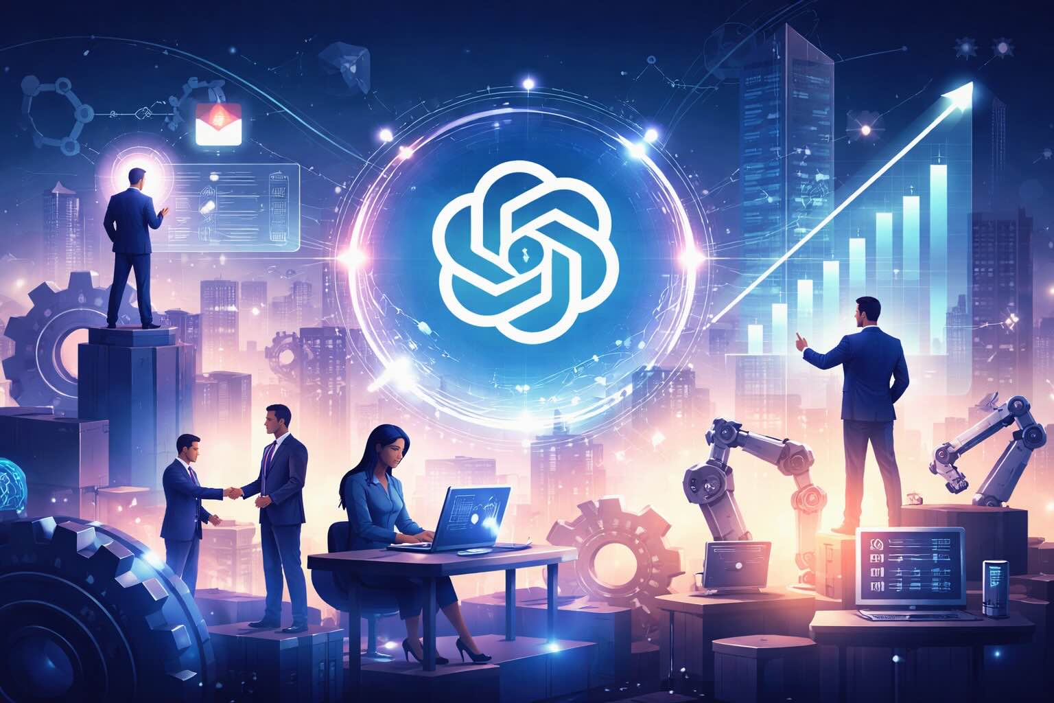 OpenAI đưa lãnh đạo cũ trở lại, quyết liệt mở rộng khách hàng doanh nghiệp. Đồ họa: AI