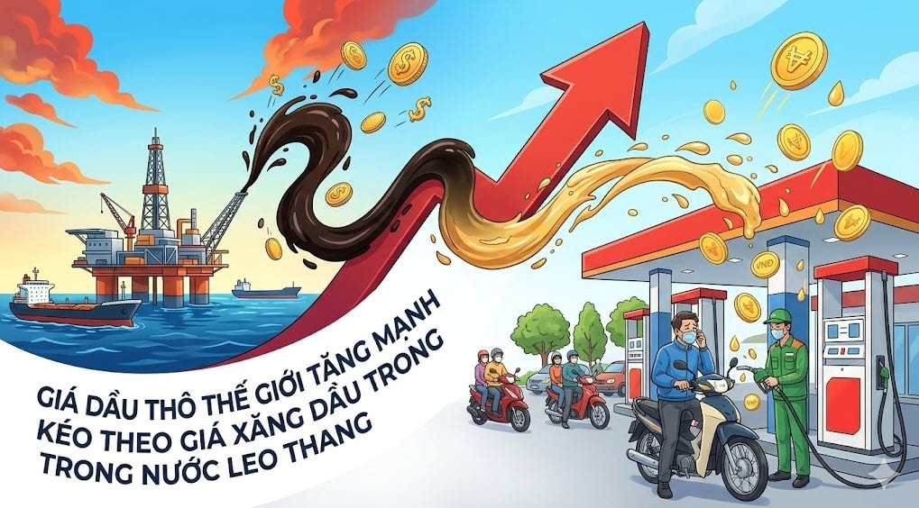 Giá dầu thô thế giới tăng mạnh kéo theo giá xăng dầu trong nước leo thang - Ảnh minh họa