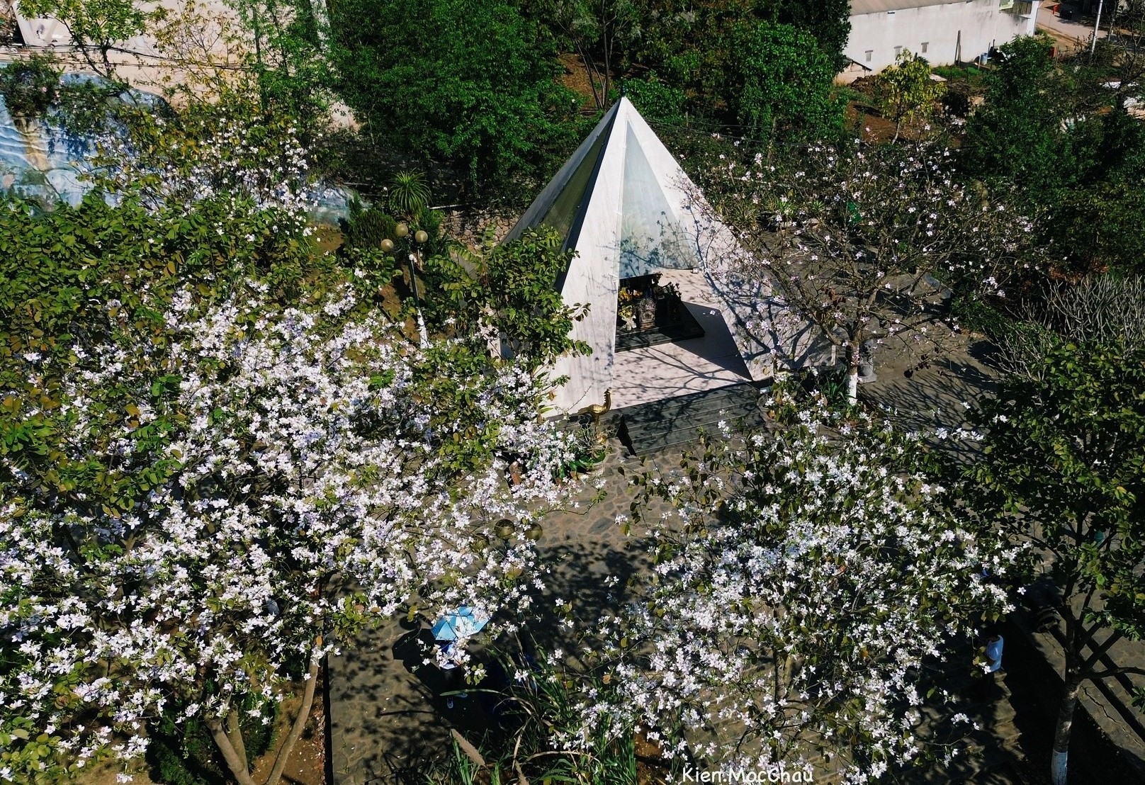 Một địa chỉ ngắm hoa ban trong trung tâm Mộc Châu là Khu di tích lịch sử Tây Tiến (giá vé 30.000 đồng/người). Đây là khu di tích lưu niệm Trung Đoàn 52 Tây Tiến xây dựng trên khuôn viên 5000m2, nổi bật với đài tưởng niệm thiết kế hình cụm lưỡi lê, bao quanh là những cây ban đang khoe sắc.