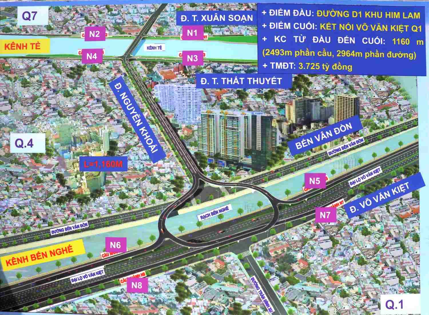 Phối cảnh cầu đường Nguyễn Khoái. Ảnh: Ban Giao thông TPHCM