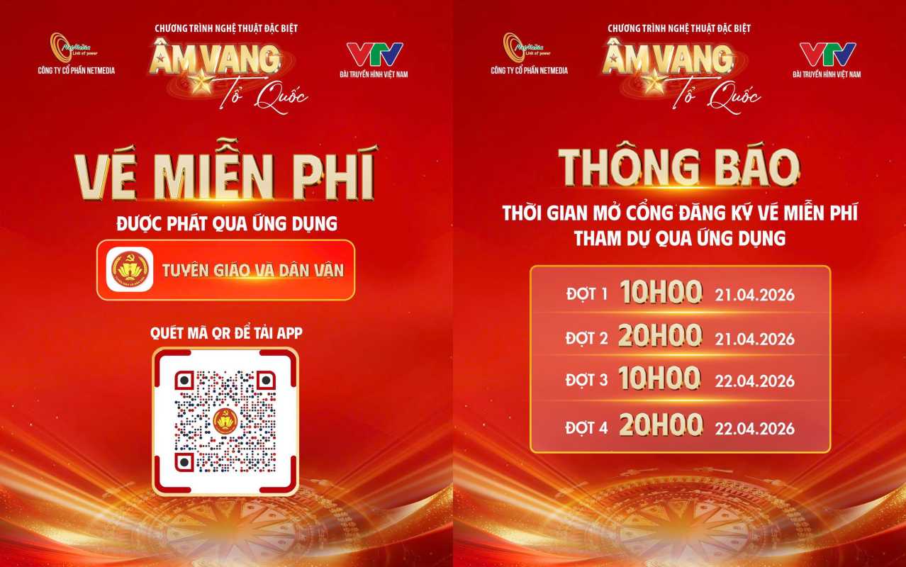 Thời gian đăng ký nhận vé miễn phí concert “Âm vang Tổ quốc“. Ảnh: BTC