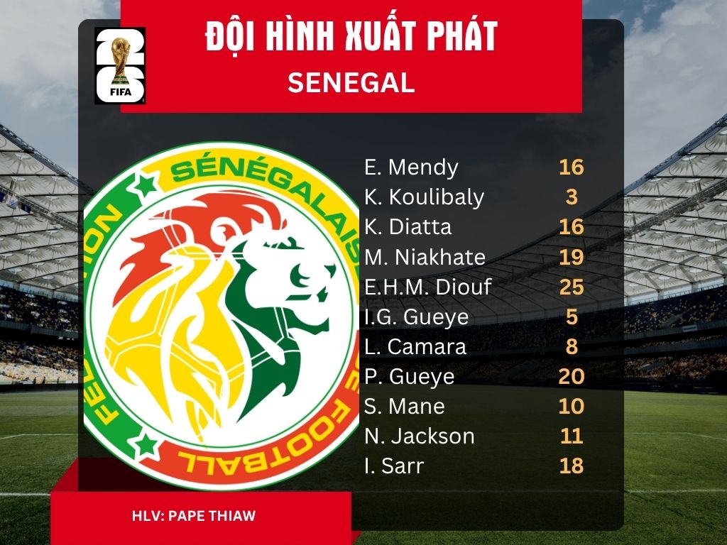 Đội hình ra sân của đội tuyển Senegal