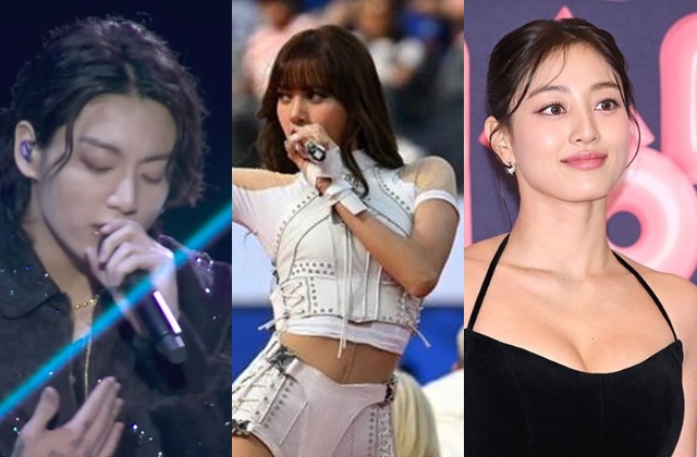 Jungkook (BTS), Lisa (Blackpink) và Jihyo (TWICE) đều biểu diễn các ca khúc mang đậm tinh thần lễ hội của World Cup. Ảnh cắt từ video