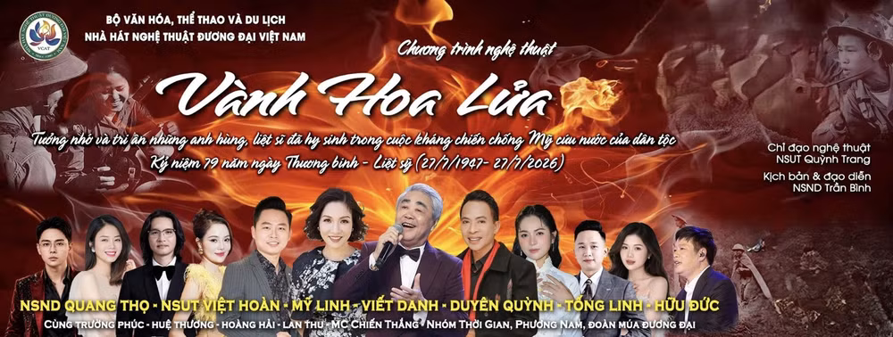 Các nghệ sĩ tham gia đêm nhạc đặc biệt "Vành hoa lửa". Ảnh: BTC anh-man-hinh-2026-07-16-luc-223044.png