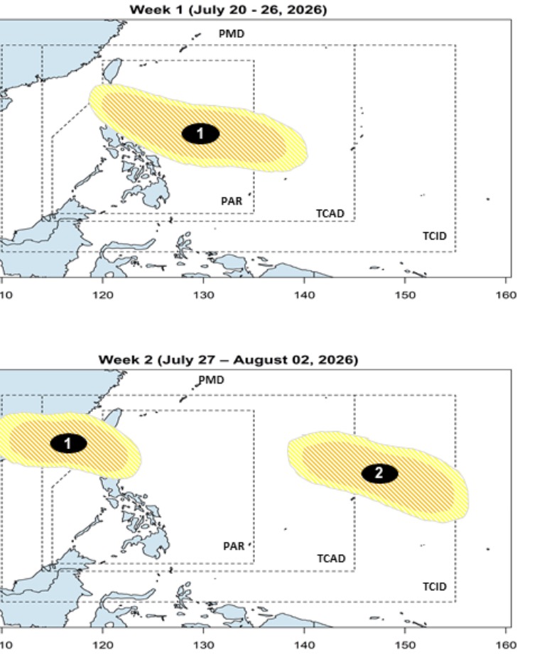 Áp thấp mới gần Philippines có khả năng thành bão đi vào Biển Đông. Ảnh: PAGASA