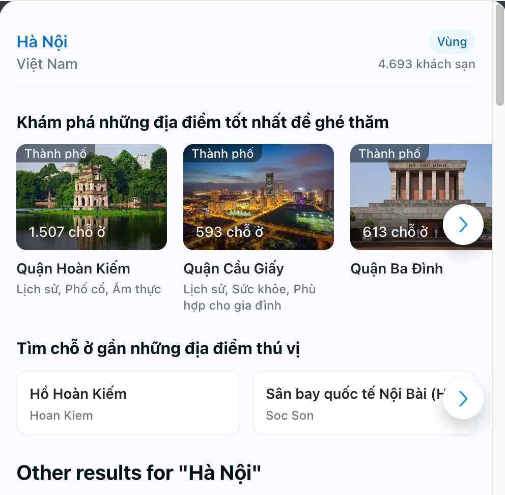 Lượng phòng nghỉ, khách sạn quanh khu vực Cầu Giấy bắt đầu khan hiếm dần. Ảnh: Traveloka