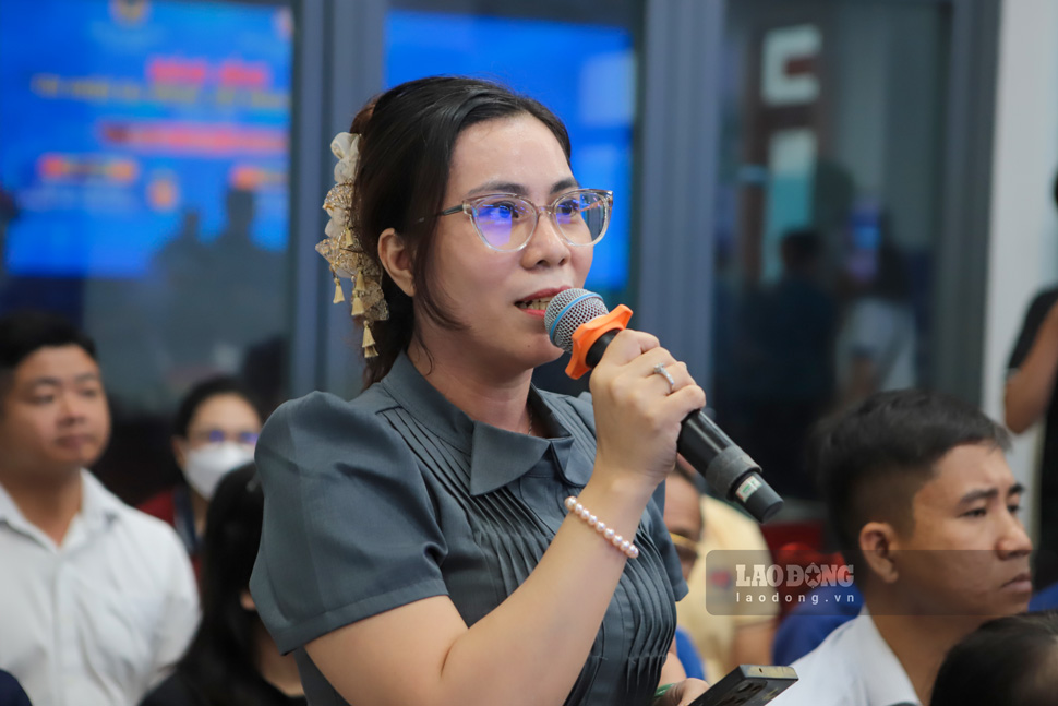 Công nhân Trần Thị Thu Thúy (chụp ngày 21.9). Ảnh: Hoài Phương